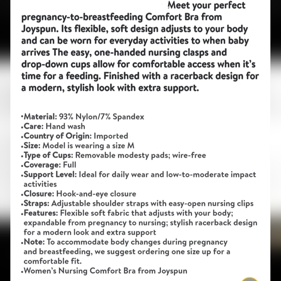 Joyspun Women's Maternity Nursing Comfort Bra Size XXL - Picture 7 of 7